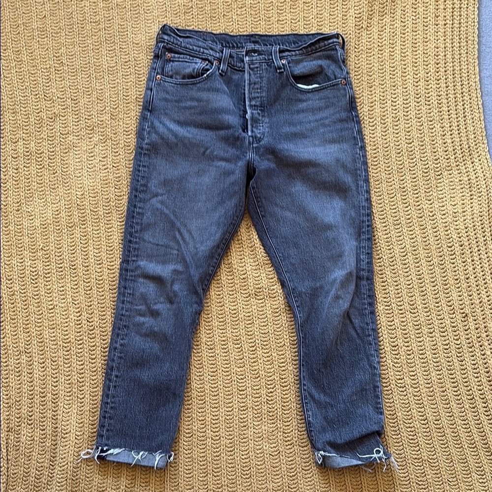 Levi's faded black 501 skinny jeans